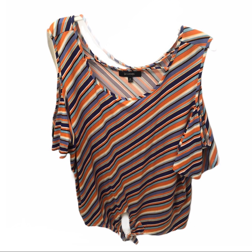 Bright Multicolor Front Tie Open Shoulder Top🌸